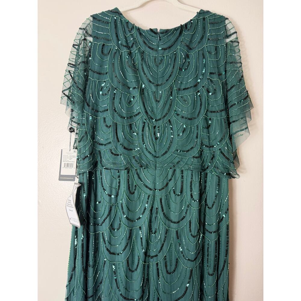 NWT Adrianna Papell Dress Green Mother of the Bride Gown Sequin Beaded Art Deco - Picture 11 of 14
